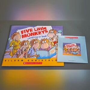 New Scholastic Five Little Monkeys Reading in Bed Book and CD Set